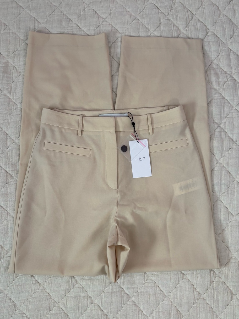 NWT IRO High Waisted Wide Leg Trouser Pants In Beige Sz 4 -